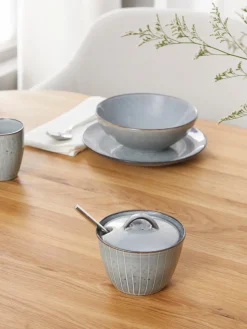 New Broste Copenhagen Sucrier artisanal Nordic Sea Gris-bleu, chiné