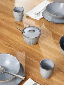 New Broste Copenhagen Sucrier artisanal Nordic Sea Gris-bleu, chiné