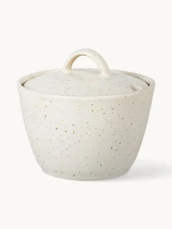 New Broste Copenhagen Sucrier rustique fait main Nordic Vanilla Blanc cassé, chiné