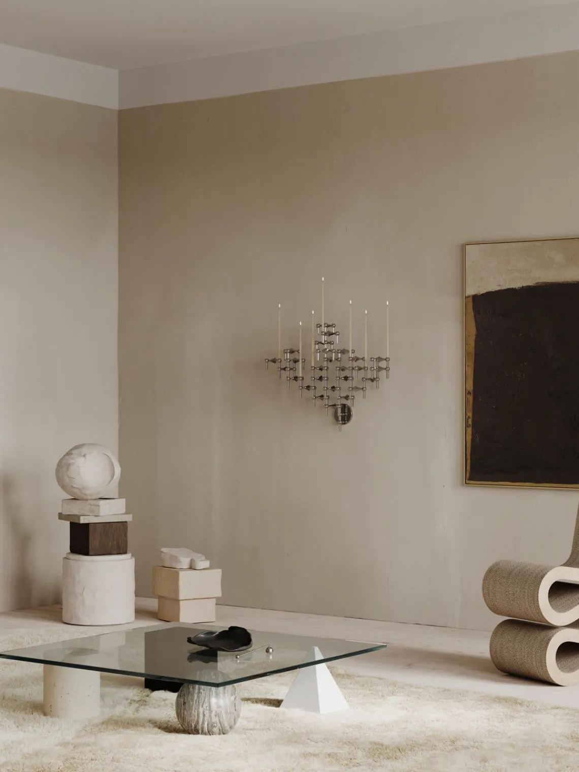 Outlet STOFF Nagel Support mural pour bougeoir Argenté, haute brillance