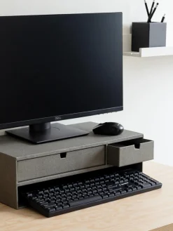 Hot Bigso Box of Sweden Support pour moniteur avec tiroirs Ted Gris foncé
