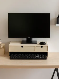 Hot Bigso Box of Sweden Support pour moniteur avec tiroirs Ted Beige clair