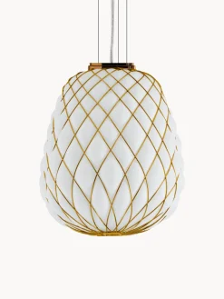 Fashion FontanaArte Suspension artisanale Pinecone Blanc, doré