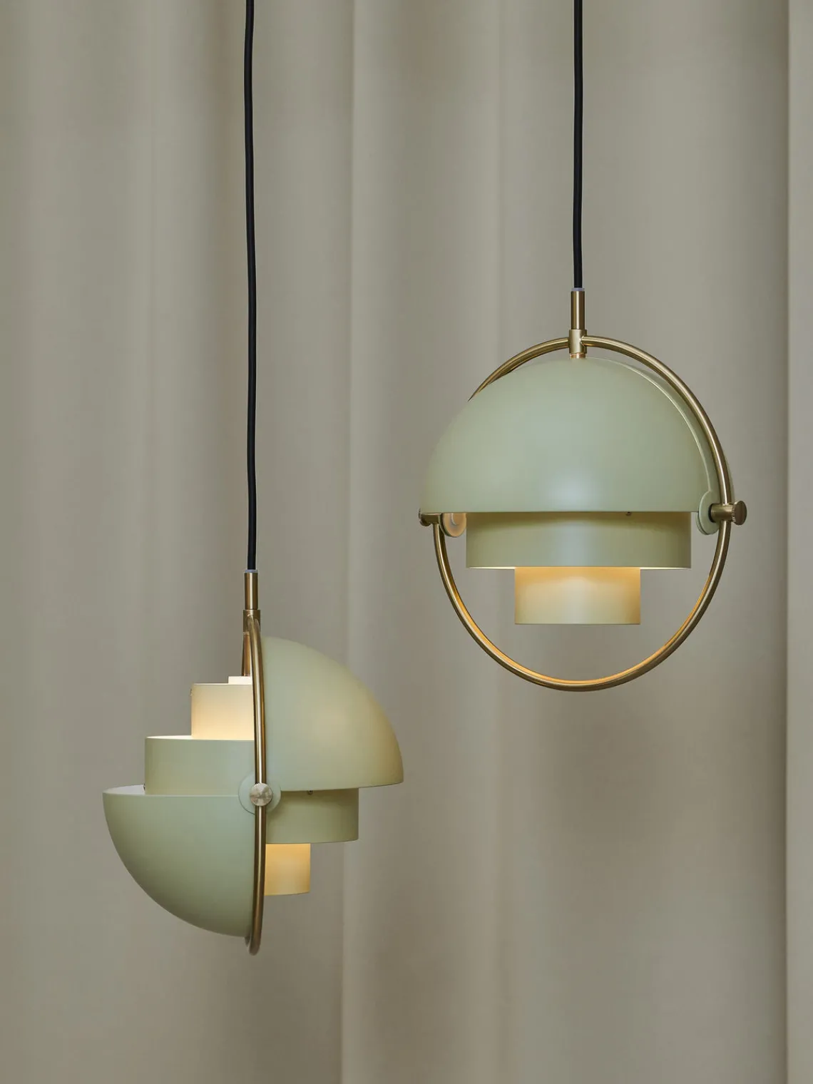 Best GUBI Suspension orientable Multi-Lite Vert clair mat, doré haute brillance
