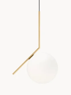 Hot Flos Suspension soufflée bouche IC Lights, haut. 70 cm Doré mat, blanc