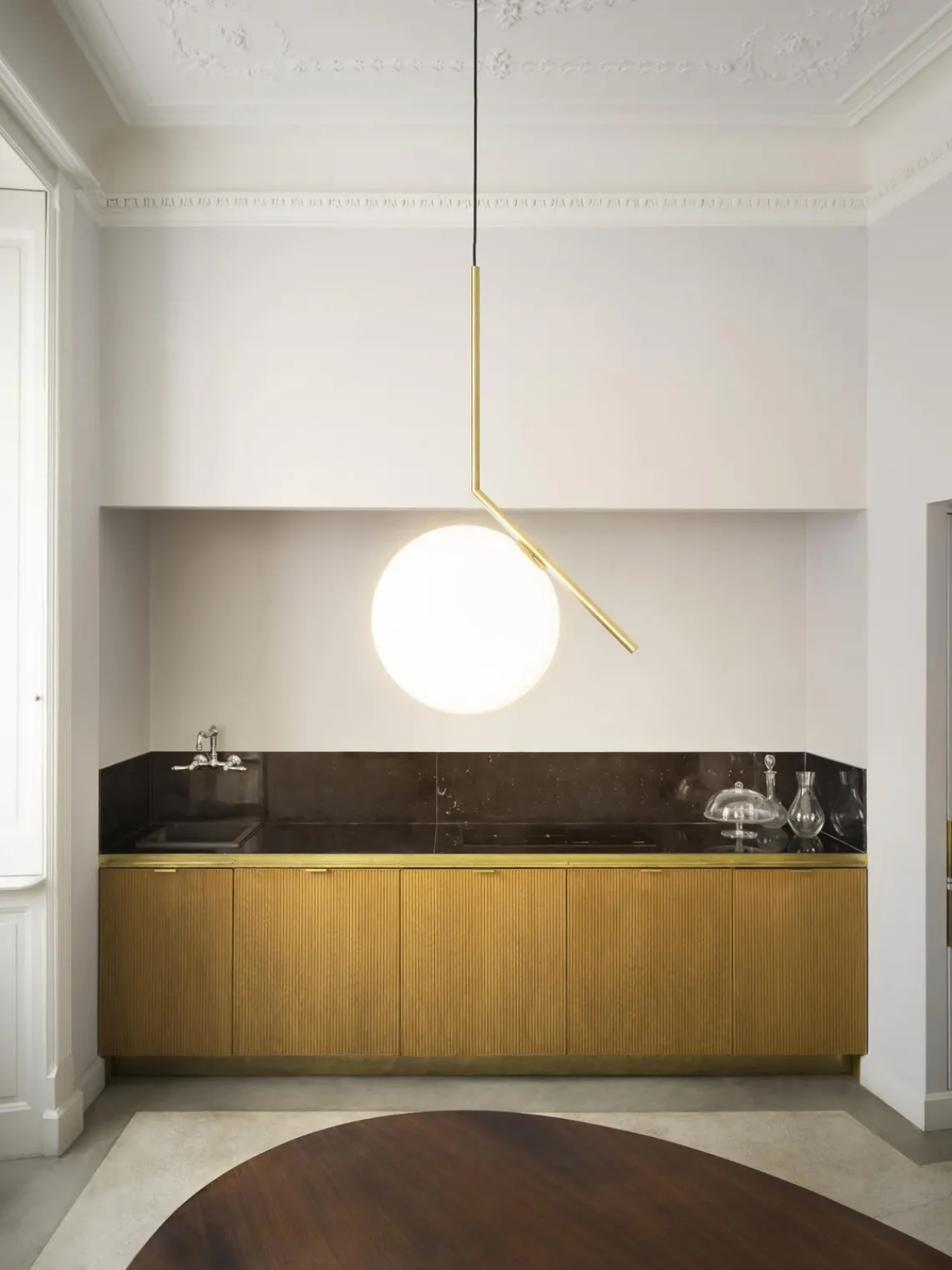 Hot Flos Suspension soufflée bouche IC Lights, haut. 70 cm Doré mat, blanc