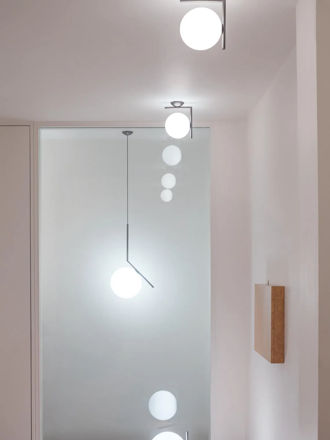 Fashion Flos Suspension soufflée bouche IC Lights, haut. 70 cm Argenté, blanc