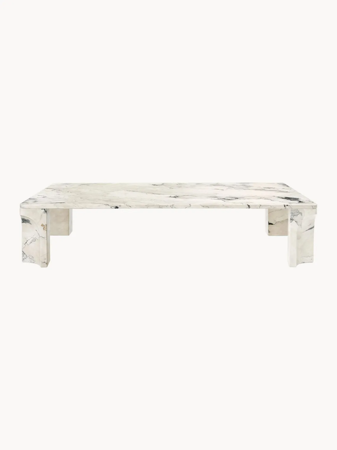 Online GUBI Table basse en calcaire Doric, larg. 140 cm Calcaire beige clair, tons gris