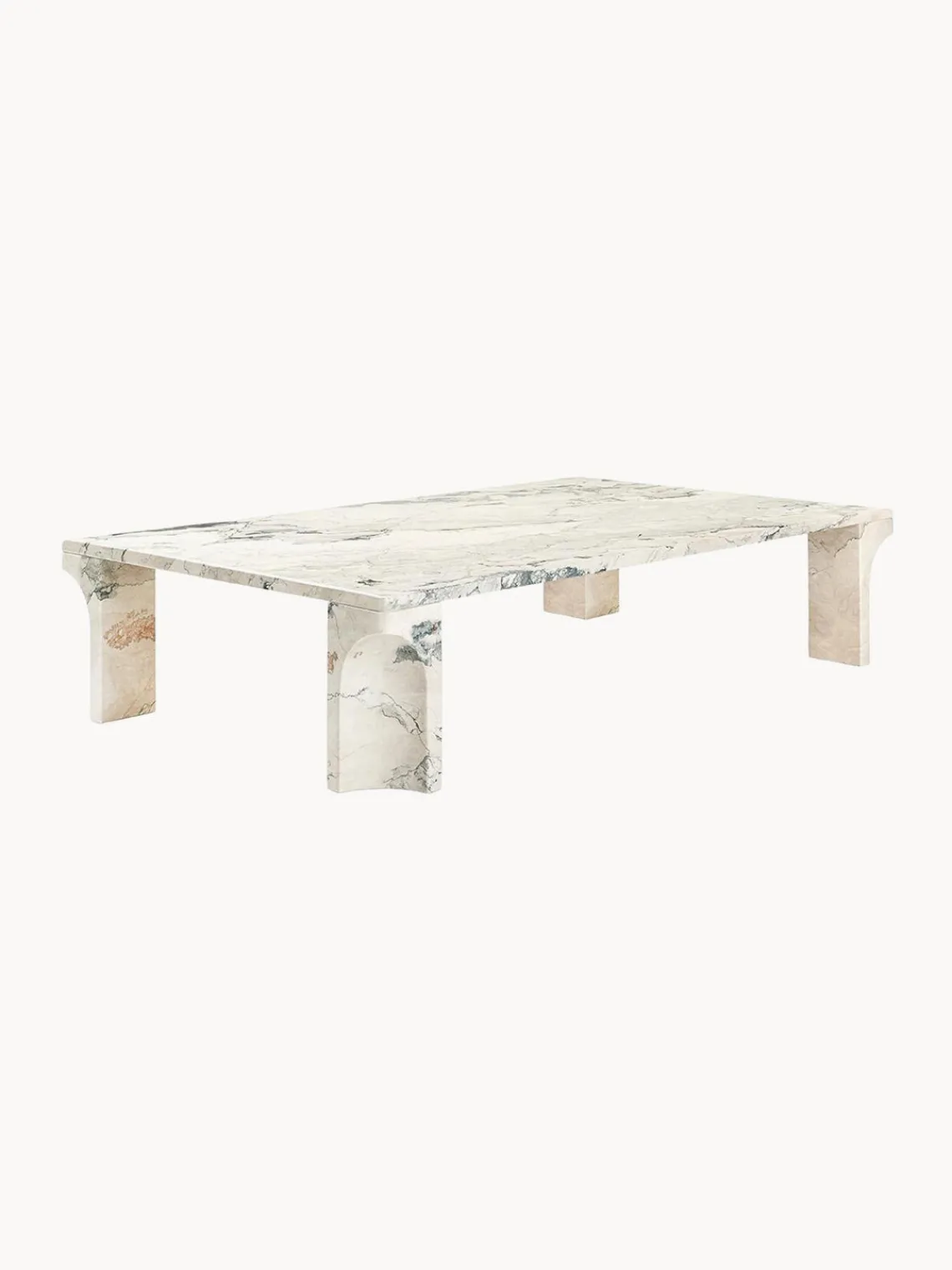 Online GUBI Table basse en calcaire Doric, larg. 140 cm Calcaire beige clair, tons gris