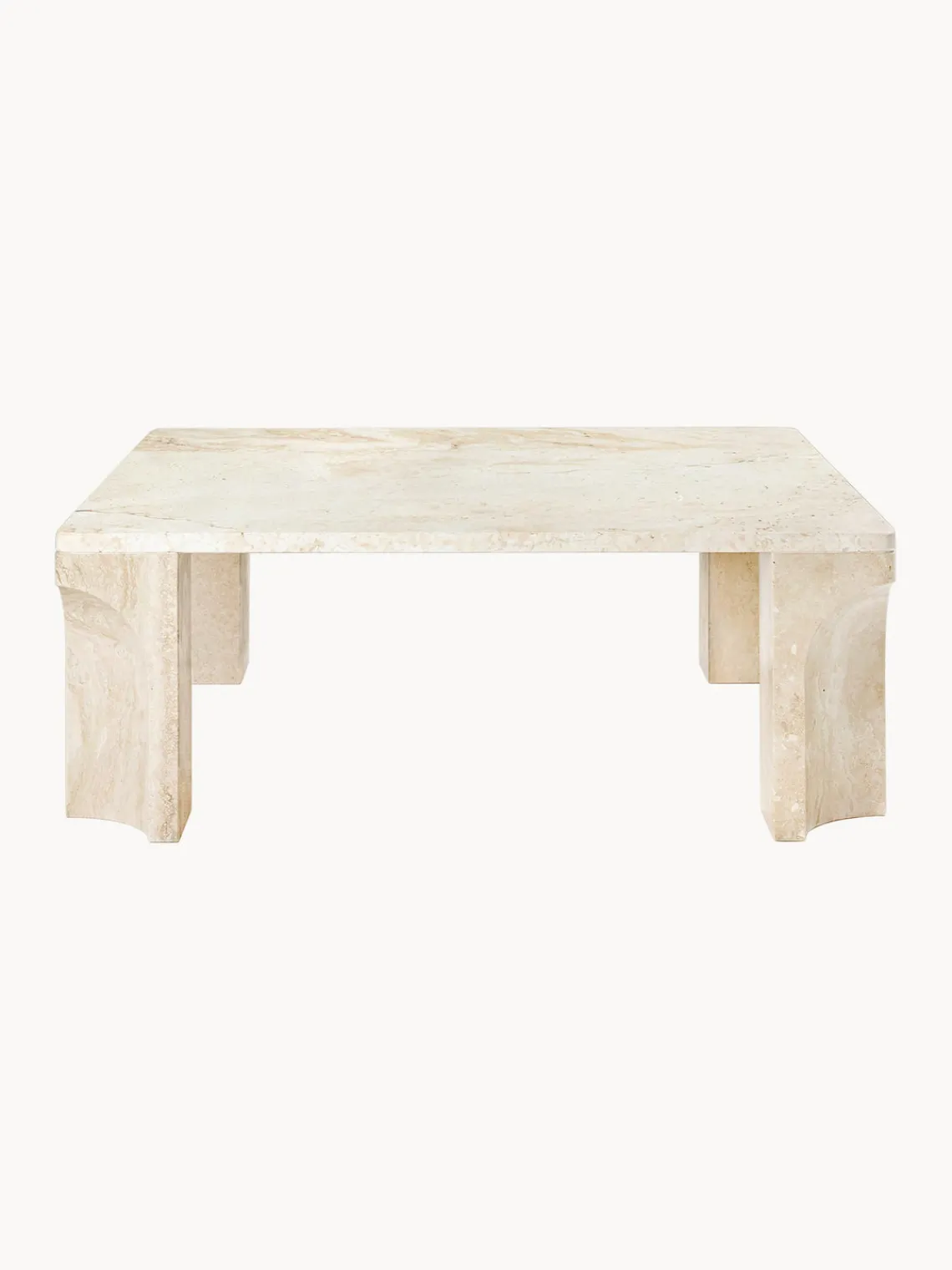 Outlet GUBI Table basse en travertin Doric, larg. 80 cm Travertin aux tons beiges