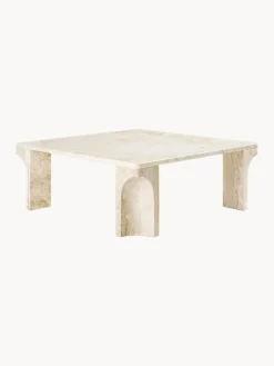 Outlet GUBI Table basse en travertin Doric, larg. 80 cm Travertin aux tons beiges