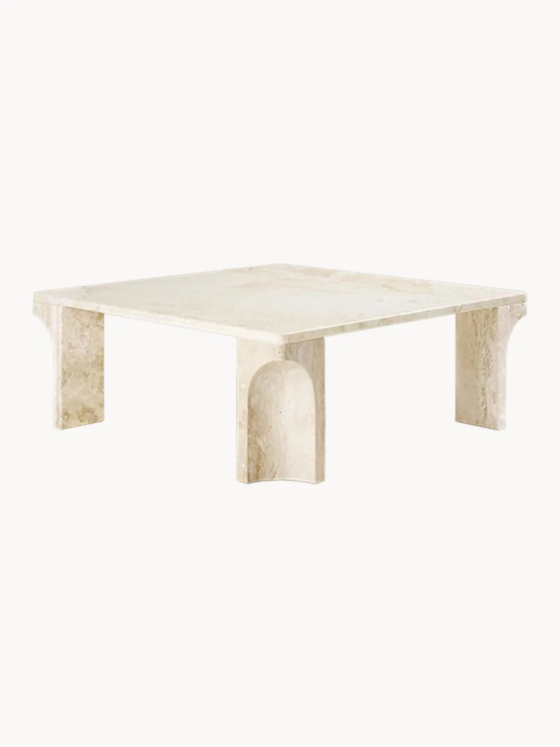 Outlet GUBI Table basse en travertin Doric, larg. 80 cm Travertin aux tons beiges
