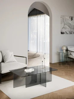 Best Westwing Collection Table basse en verre Anouk Gris, transparent
