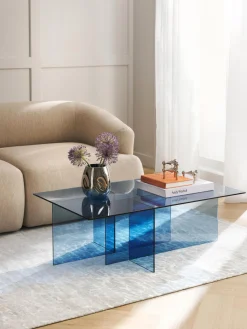 Best Westwing Collection Table basse en verre Anouk Bleu, transparent