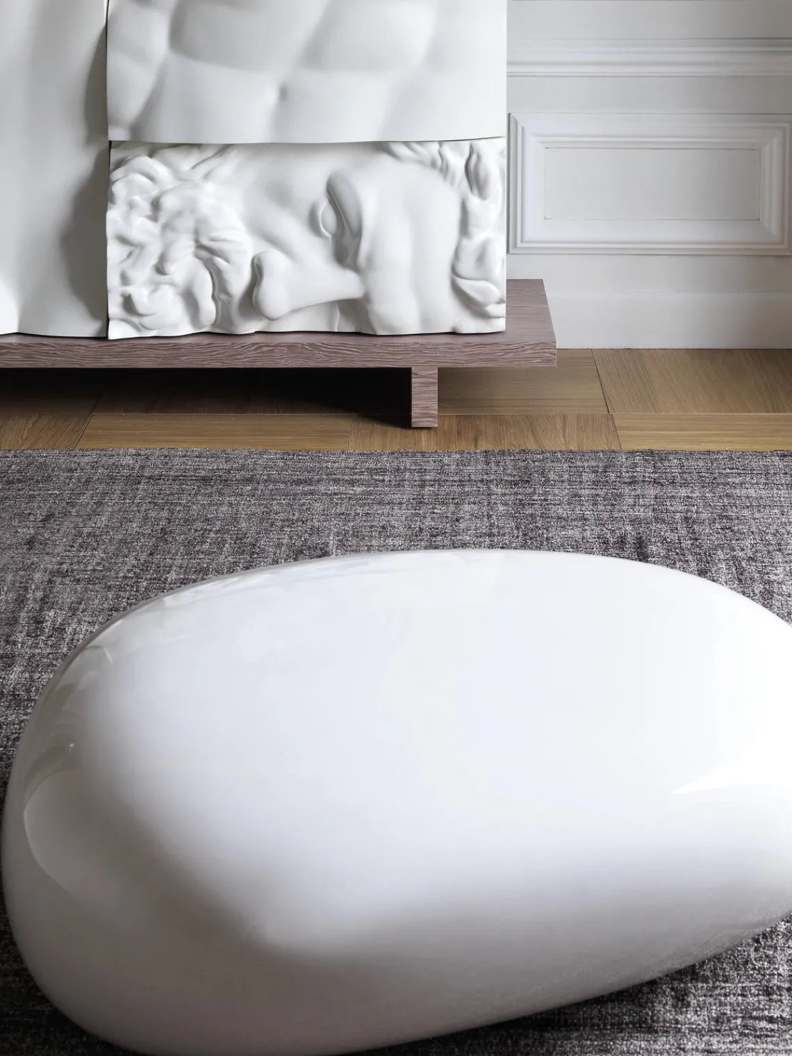 Best Driade Table basse en verre de forme organique Koishi Blanc, haute brillance