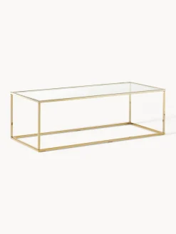 Best Westwing Collection Table basse en verre Maya Transparent, doré haute brillance