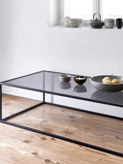 Best Westwing Collection Table basse en verre Maya Transparent noir teinté, noir mat