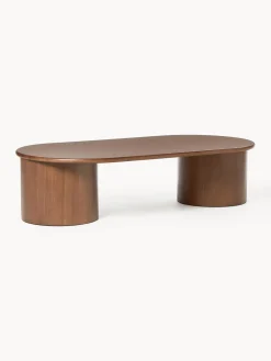 Best Westwing Collection Table basse ovale en chêne Didi Bois de chêne, brun foncé laqué