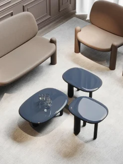 Discount Driade Table basse ovale Tottori Gris-bleu, haute brillance
