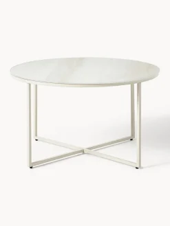 Best Westwing Collection Table basse ronde avec plateau look travertin Antigua Aspect travertin, beige