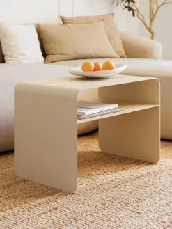 Fashion Metallbude Table d'appoint artisanale Cosmo Beige clair