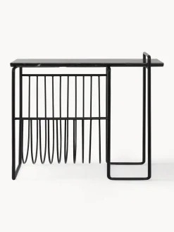 Clearance AYTM Table d'appoint en marbre avec porte-revues Sino Noir, marbré