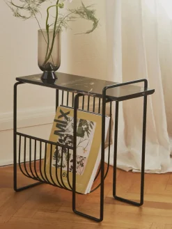 Clearance AYTM Table d'appoint en marbre avec porte-revues Sino Noir, marbré