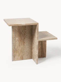 Best ferm LIVING Table d'appoint en travertin à deux plateaux Distinct Travertin grège