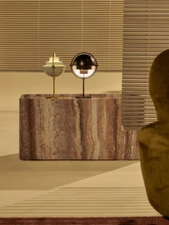 Fashion GUBI Table d'appoint en travertin Pietra Travertin taupe