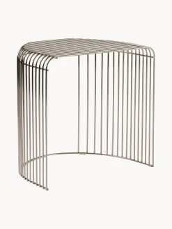 Best AYTM Table d'appoint ovale en métal Curva Argenté, haute brillance