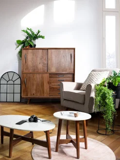 Best Bizzotto Table d'appoint ronde avec plateau en marbre Sylvester