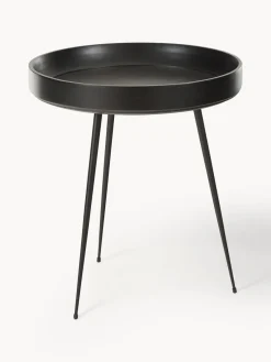 Outlet Mater Table d'appoint ronde en manguier Bowl Manguier laqué, noir