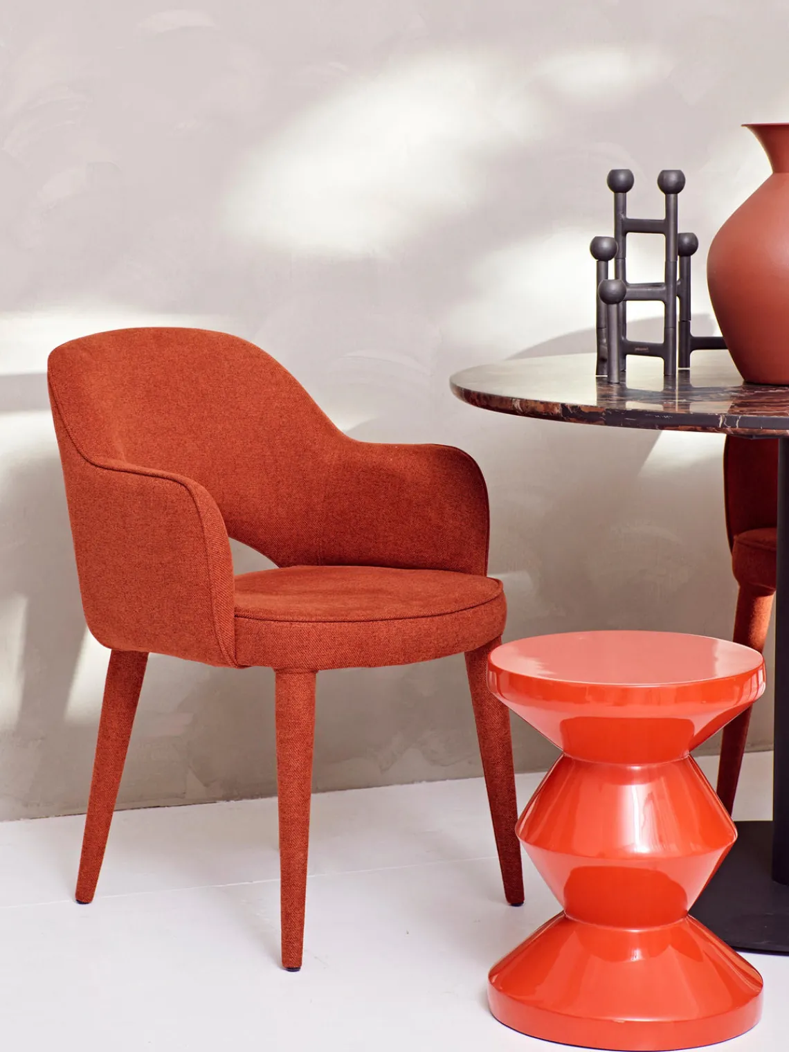 Fashion Pols Potten Table d'appoint ronde Zig Zag Orange