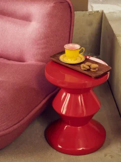 Discount Pols Potten Table d'appoint ronde Zig Zag Rouge