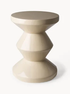 Hot Pols Potten Table d'appoint ronde Zig Zag Beige clair