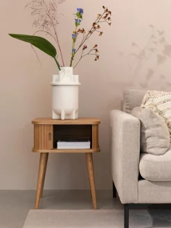 Hot Zuiver Table de chevet en bois cannelé Barbier Chêne clair