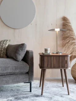 New Zuiver Table de chevet en bois cannelé Barbier Noyer