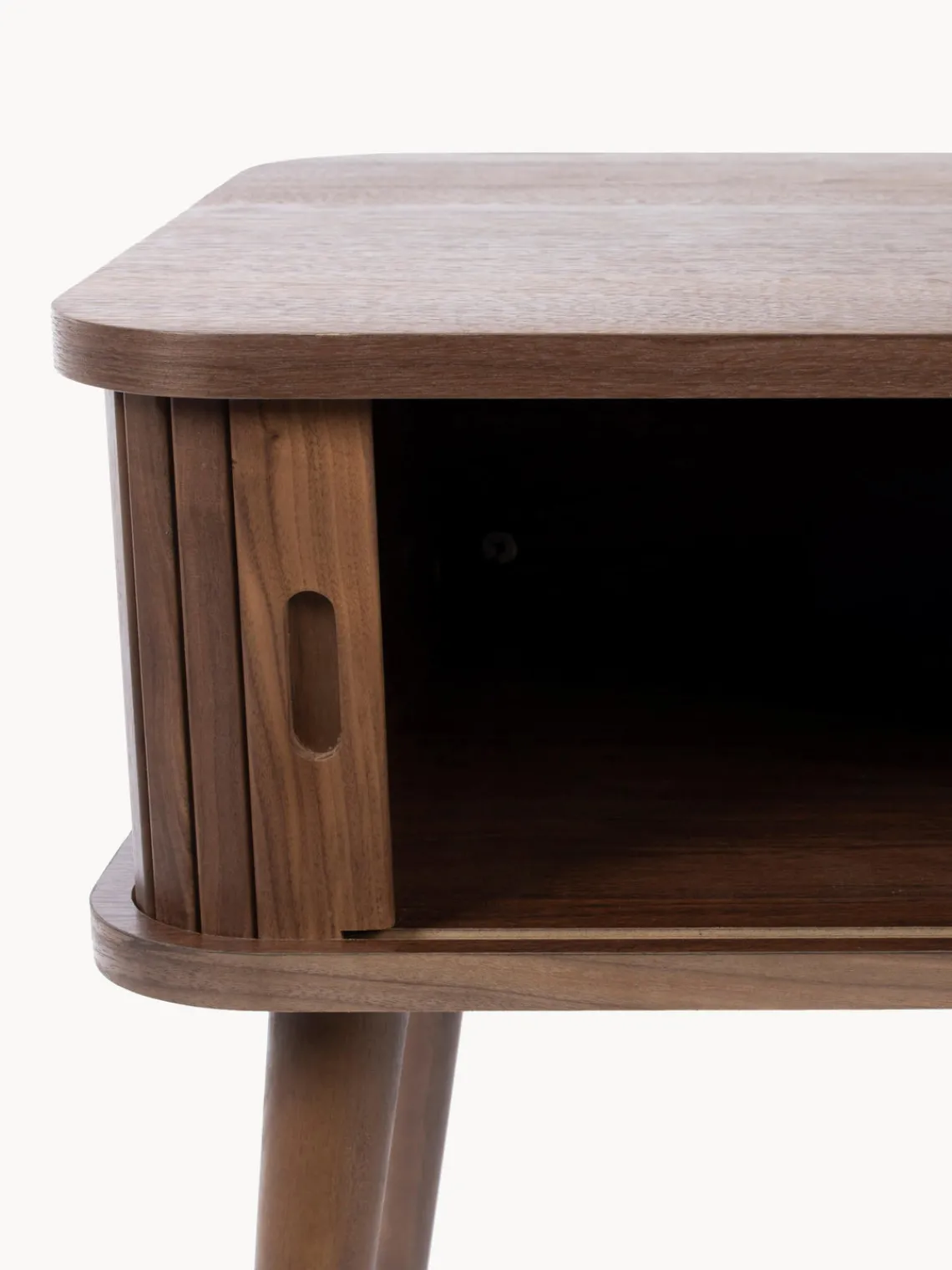 New Zuiver Table de chevet en bois cannelé Barbier Noyer