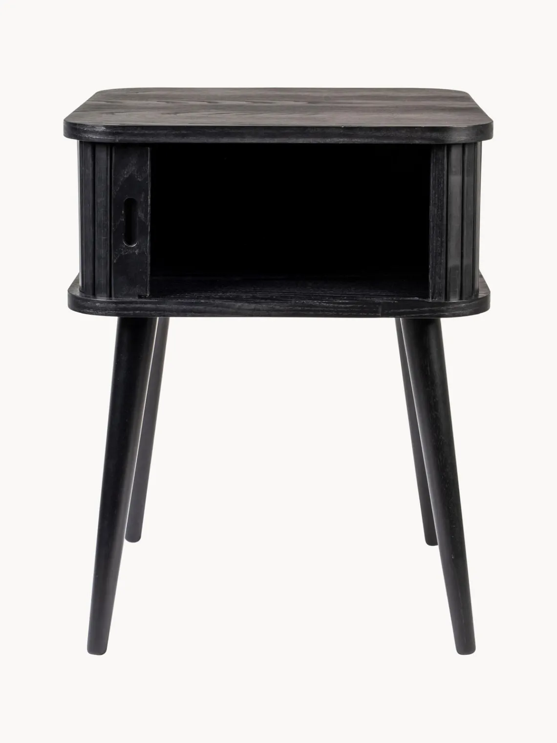 Best Zuiver Table de chevet en bois cannelé Barbier Frêne noir laqué