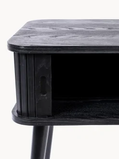 Best Zuiver Table de chevet en bois cannelé Barbier Frêne noir laqué