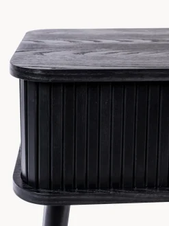 Best Zuiver Table de chevet en bois cannelé Barbier Frêne noir laqué