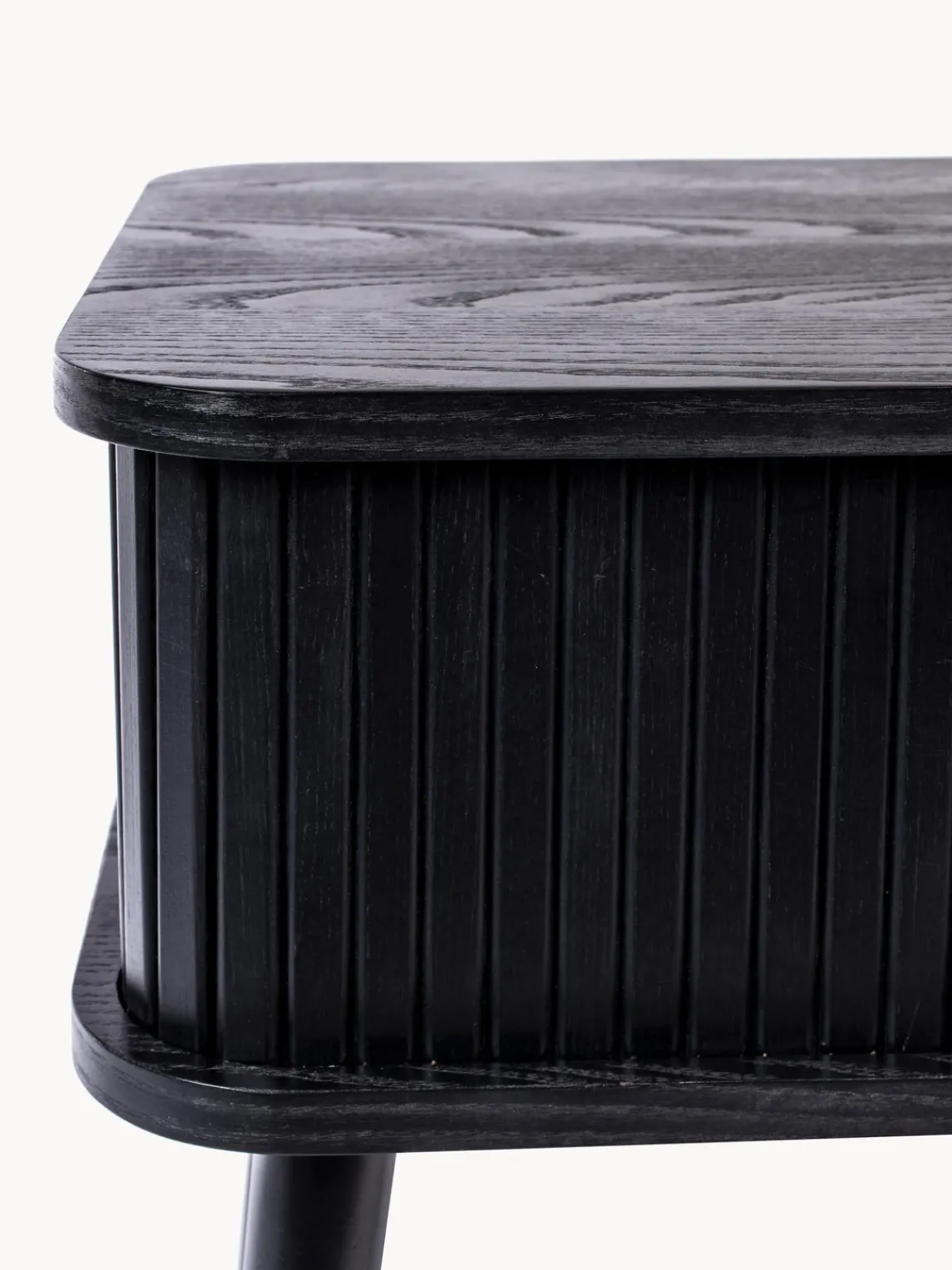 Best Zuiver Table de chevet en bois cannelé Barbier Frêne noir laqué