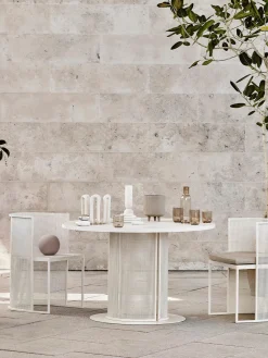 Outlet Kristina Dam Table de jardin ronde Bauhaus Blanc crème