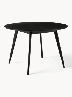 Best Rowico Table ronde en bois d'hévéa Yumi, Ø 115 cm Bois de chêne, noir laqué