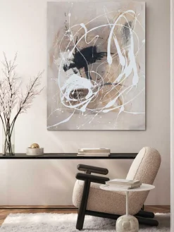 Outlet Agave Tableau sur toile peint à la main Cream