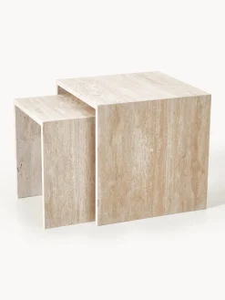 Online blomus Tables d'appoint en travertin Varu, 2 élém.