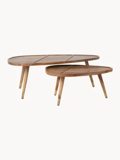 New Dutchbone Tables gigognes en bois de sissoo Sham, 2 élém.