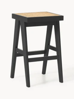 Best Westwing Collection Tabouret de bar en cannage Sissi Noir, beige clair