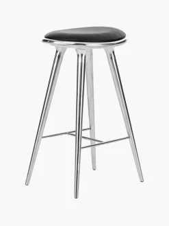 Discount Mater Tabouret de bar High Stool Cuir noir, argenté