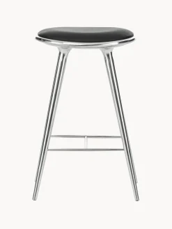 Discount Mater Tabouret de bar High Stool Cuir noir, argenté